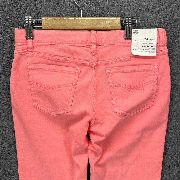 Gap Kids 1969 Jeans Girls 14 Neon Pink Super Skinny Skimmer Stretch adjustable w - Picture 15 of 16